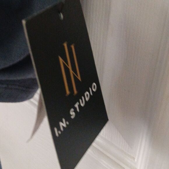 I.N. Studio slate blue casual blouse Sz L NWT - Picture 4 of 8